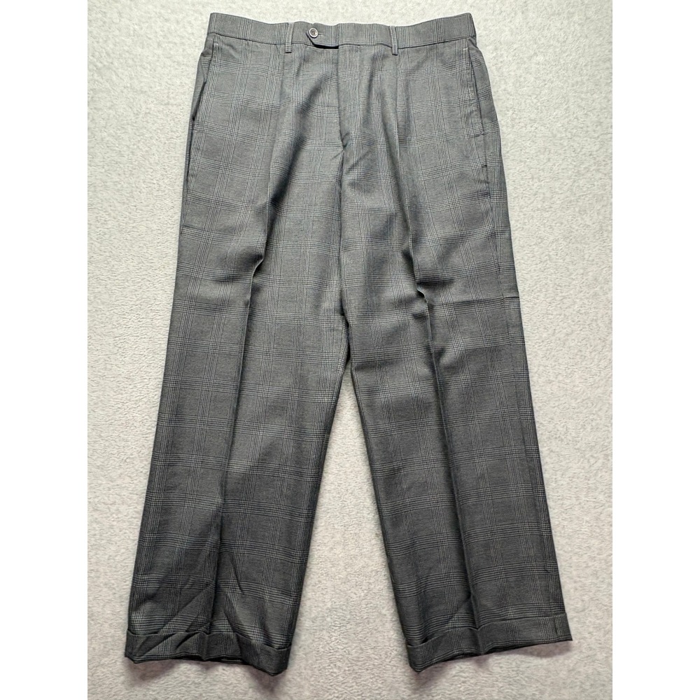 Inserch Italy Mens Grey Glen Plaid Pleated Cuffed Dress Pants W38 L34 P05109